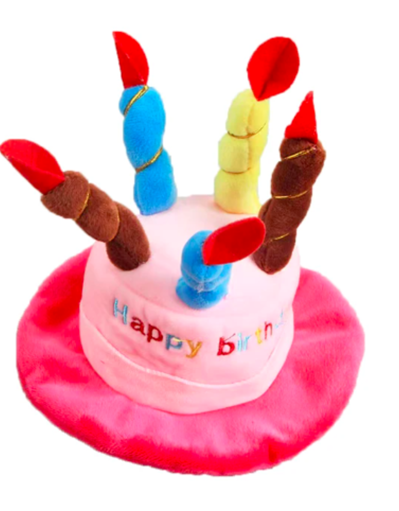 AliExpress Plush Squeaky Dog Toy - Happy Birthday Hat - Pink