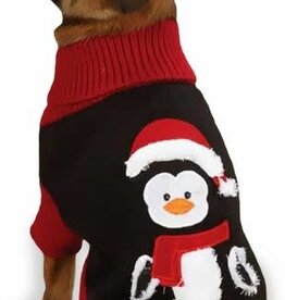 Doggie-Q Doggie-Q Black with Penguin Sweater 10"