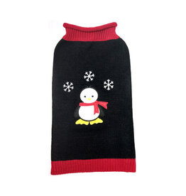 Doggie-Q Doggie-Q Black with Penguin Sweater 6"