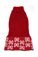 Doggie-Q Doggie-Q Red with White Bows Sweater 14"