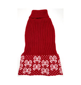 Doggie-Q Doggie-Q Red with White Bows Sweater 14"