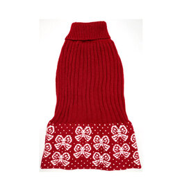 Doggie-Q Doggie-Q Red with White Bows Sweater 16"