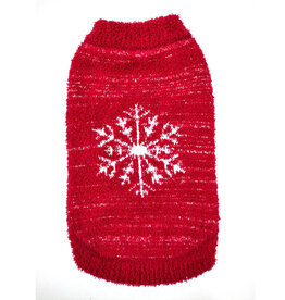 Doggie-Q Doggie-Q Red with Snowflake Sweater 8"