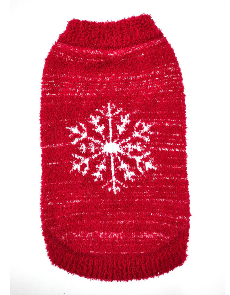 Doggie-Q Doggie-Q Red with Snowflake Sweater 8"