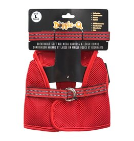 Doggie-Q Doggie-Q Mesh Dog Harness & Leash Combo - Red - S