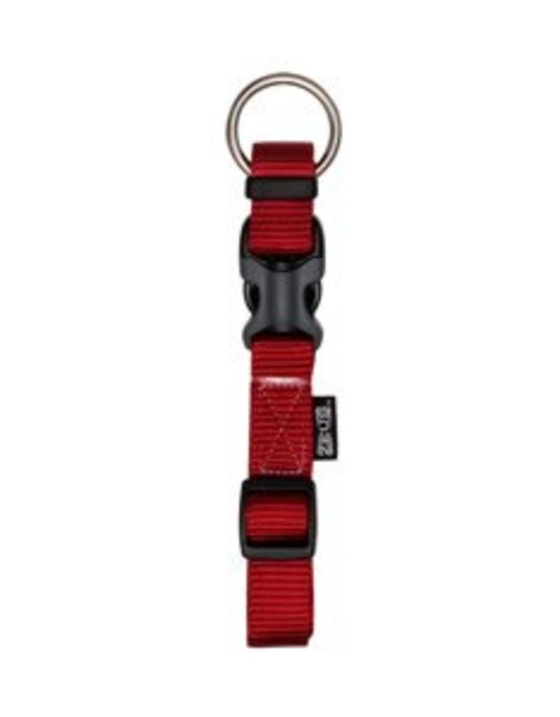 Zeus Adjustable Nylon Dog Collar - Deep Red - Small
