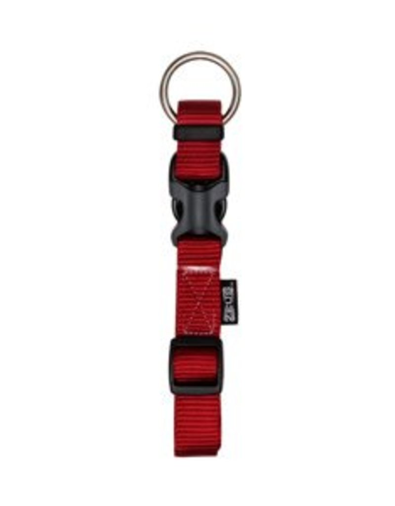 Zeus Adjustable Nylon Dog Collar - Deep Red - Medium