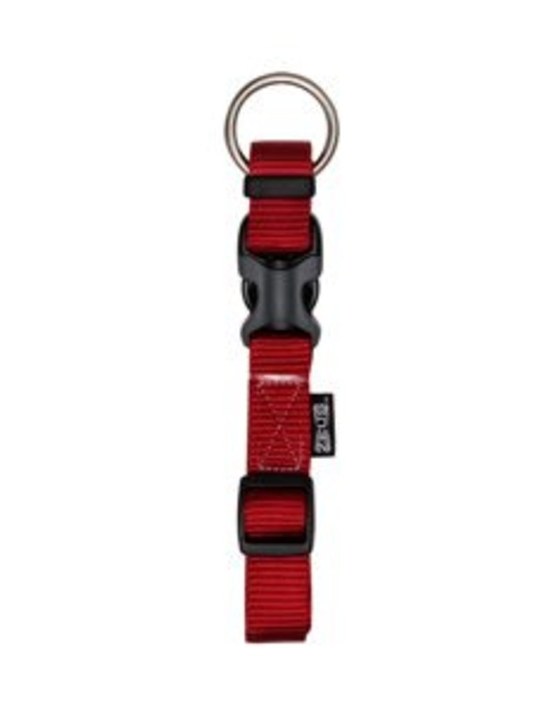 Zeus Adjustable Nylon Dog Collar - Deep Red - Large