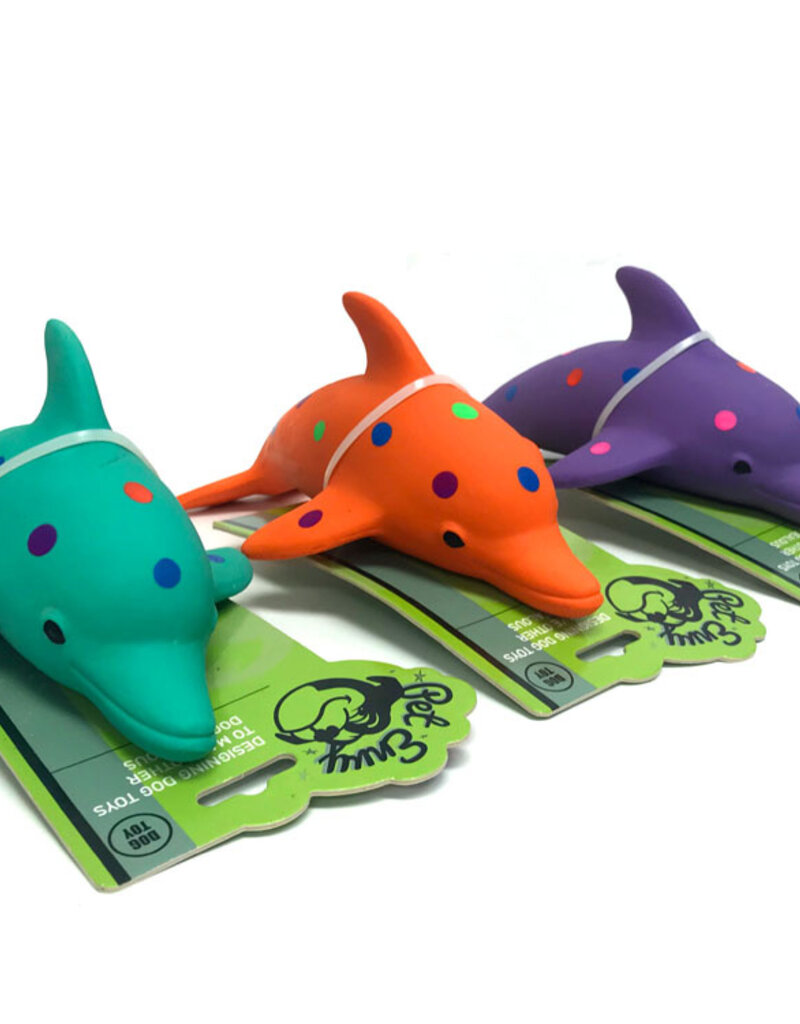 pet envy Pet Envy Waylon the Latex Dolphin Dog Toy - Assorted Colours