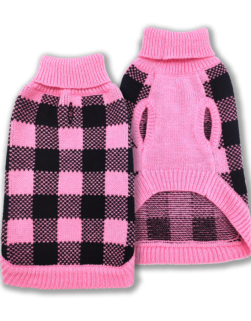 Doggie-Q Doggie-Q Double Knit Lumber Jacket Sweater - Pink 6"