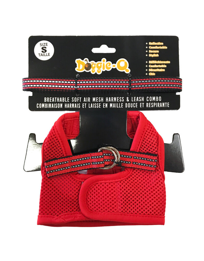 Doggie-Q Doggie-Q Mesh Dog Harness & Leash Combo - Red - S