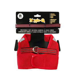 Doggie-Q Doggie-Q Mesh Dog Harness & Leash Combo - Red - M