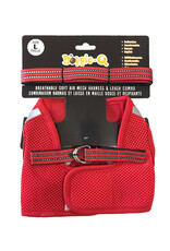 Doggie-Q Doggie-Q Mesh Dog Harness & Leash Combo - Red - L