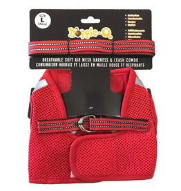Doggie-Q Doggie-Q Mesh Dog Harness & Leash Combo - Red - L