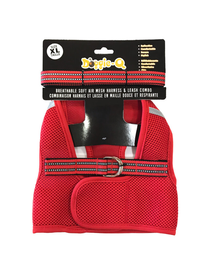 Doggie-Q Doggie-Q Mesh Dog Harness & Leash Combo - Red - XL