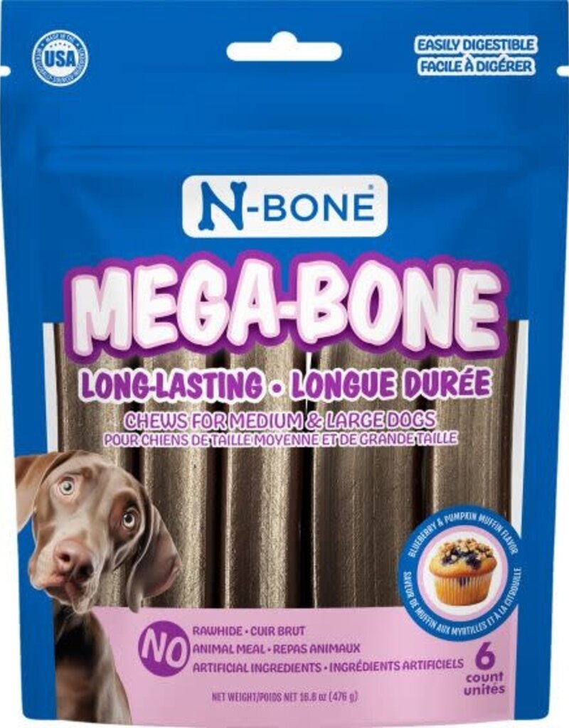N-Bone N-Bone Mega Bone Long Lasting Chew Sticks for Dogs - Blueberry & Pumpkin Muffin 6pk (16.8oz)