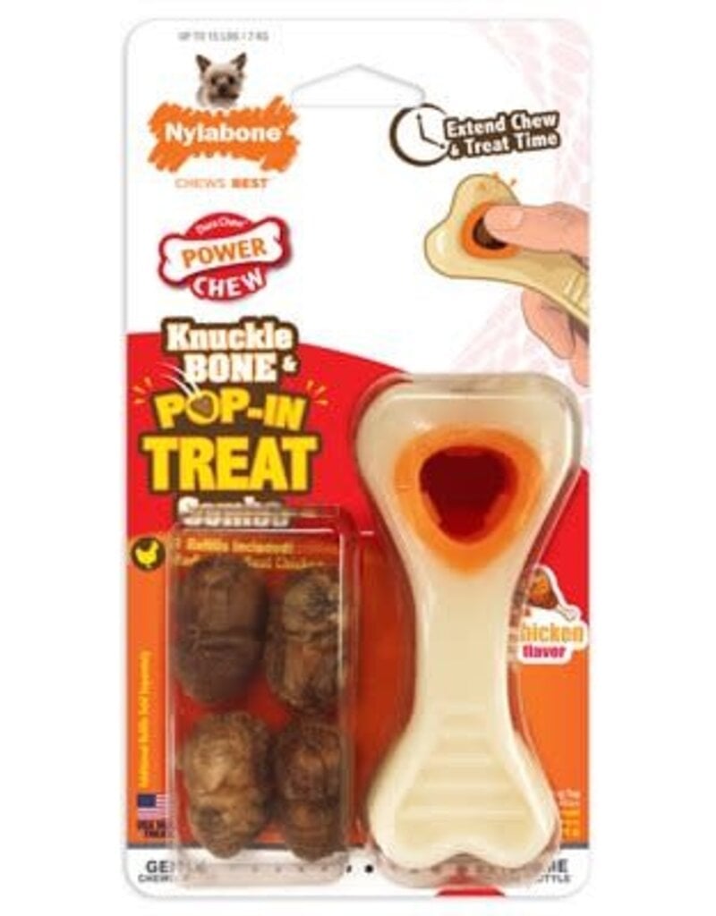 Nylabone Nylabone Power Chew Knuckle Bone & Pop-In Treat Toy - Chicken XSmall