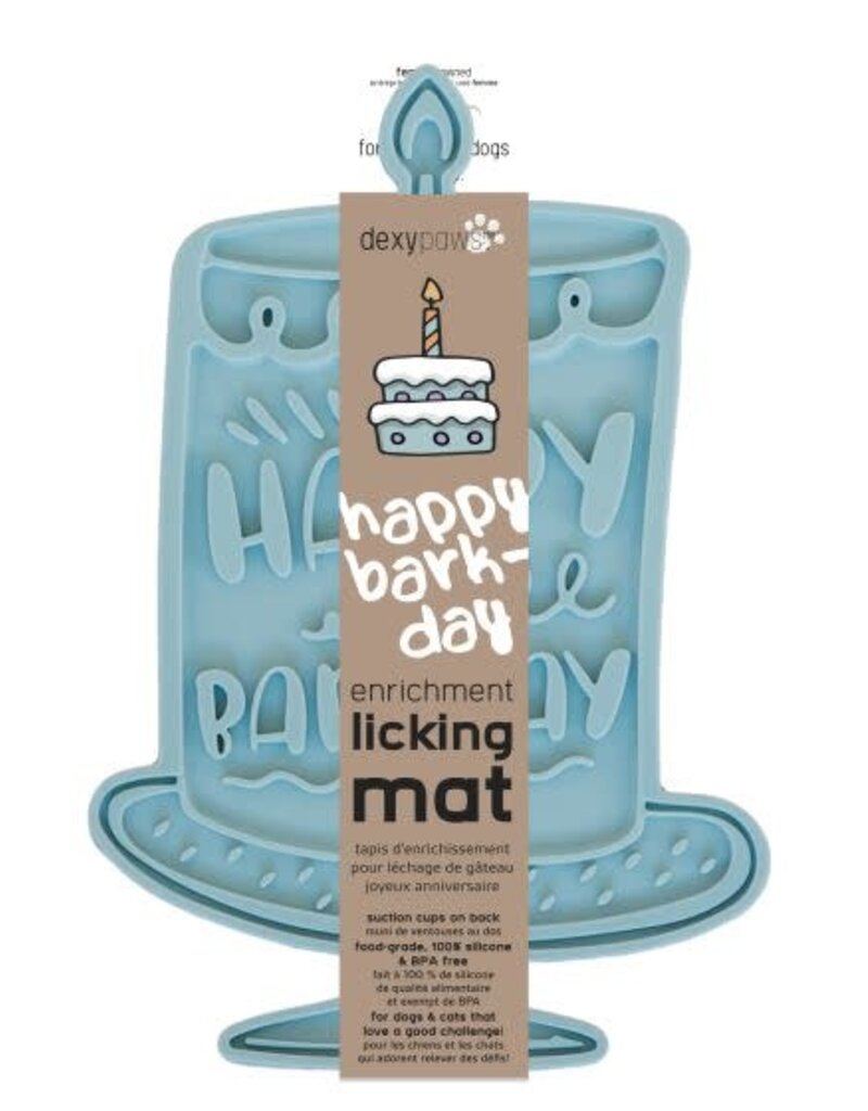 DexyPaws DexyPaws Happy Bark-Day Enrichment Licking Mat - Blue 1pc