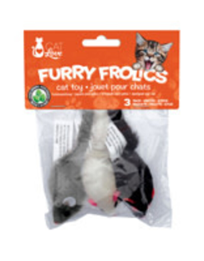 Cat Love Furry Frolics Cat Toy - Furry Catnip Mice - 3 pieces