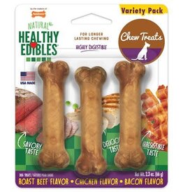 Nylabone Nylabone Healthy Edibles Beef-Chicke-Bacon Variety - 3 Pack Petite