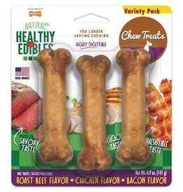 Nylabone Nylabone Healthy Edibles Beef-Chicken-Bacon Variety - 3 Pack Regular