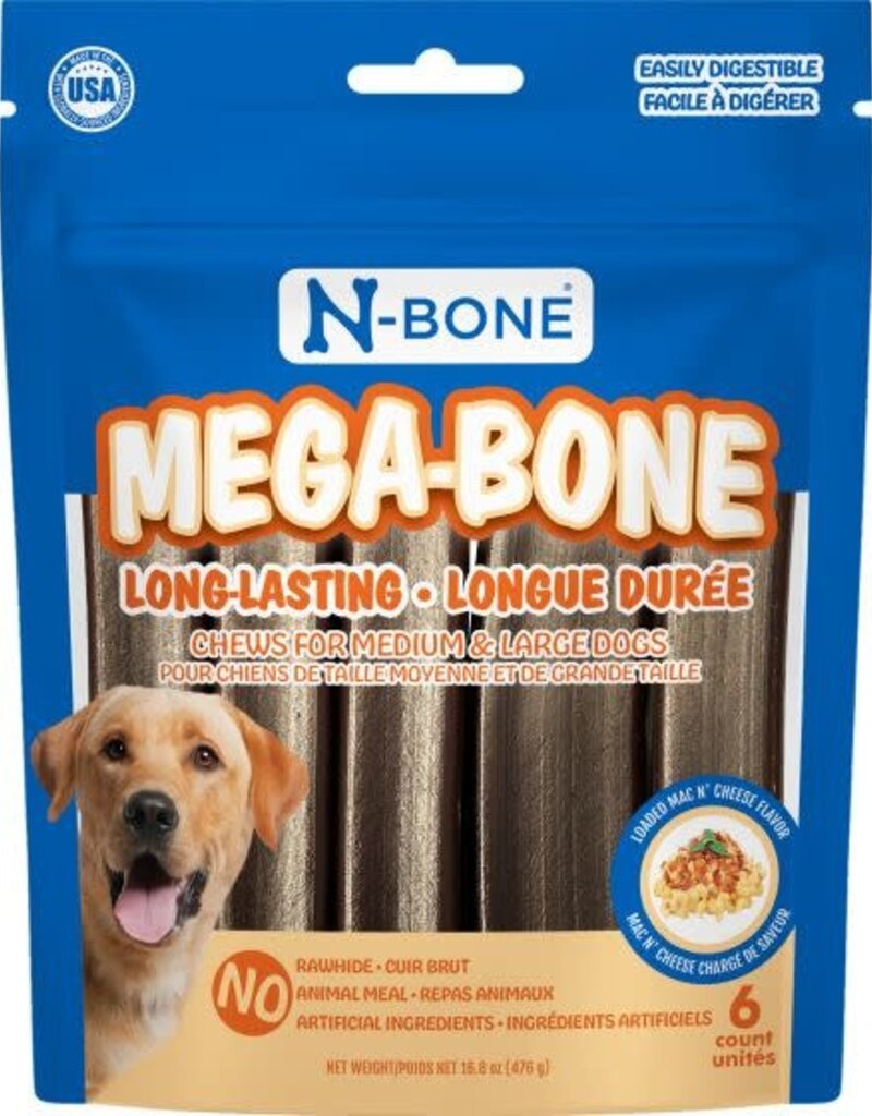N-Bone N-Bone Mega Bone Long Lasting Chew Sticks for Dogs - Mac & Cheese 6pk (16.8oz)
