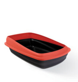 Catit Catit Cat Pan with Removable Rim - Red & Charcoal - Large - 16.9 x 22.4 x 8.6 in