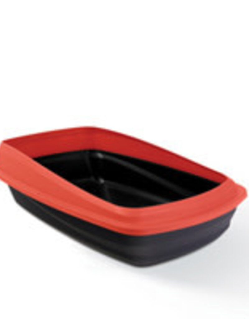 Catit Catit Cat Pan with Removable Rim - Red & Charcoal - Large - 16.9 x 22.4 x 8.6 in