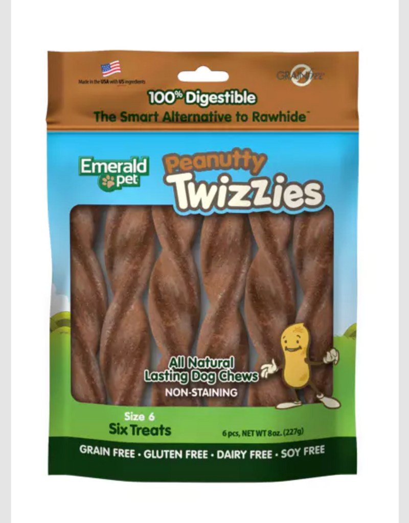 Emerald Pet Emerald Pet 6" Twizzies Peanutty - Size 6 Pack
