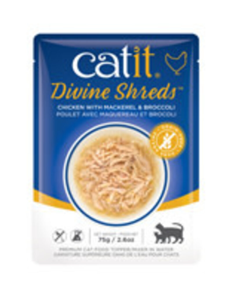 Catit Catit Divine Shreds - Chicken with Mackerel & Broccoli - 75g Pouch