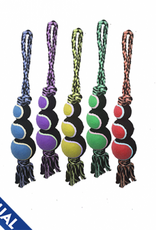 Multipet Nuts for Knots 2-Knot Rope Tug with 3 Tennis Balls 18"