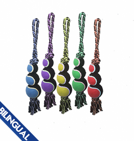 Multipet Nuts for Knots 2-Knot Rope Tug with 3 Tennis Balls 18"