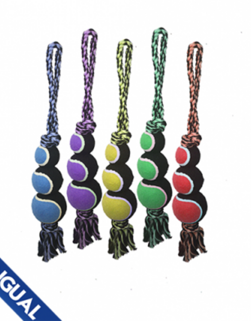 Multipet Nuts for Knots 2-Knot Rope Tug with 3 Tennis Balls 18"