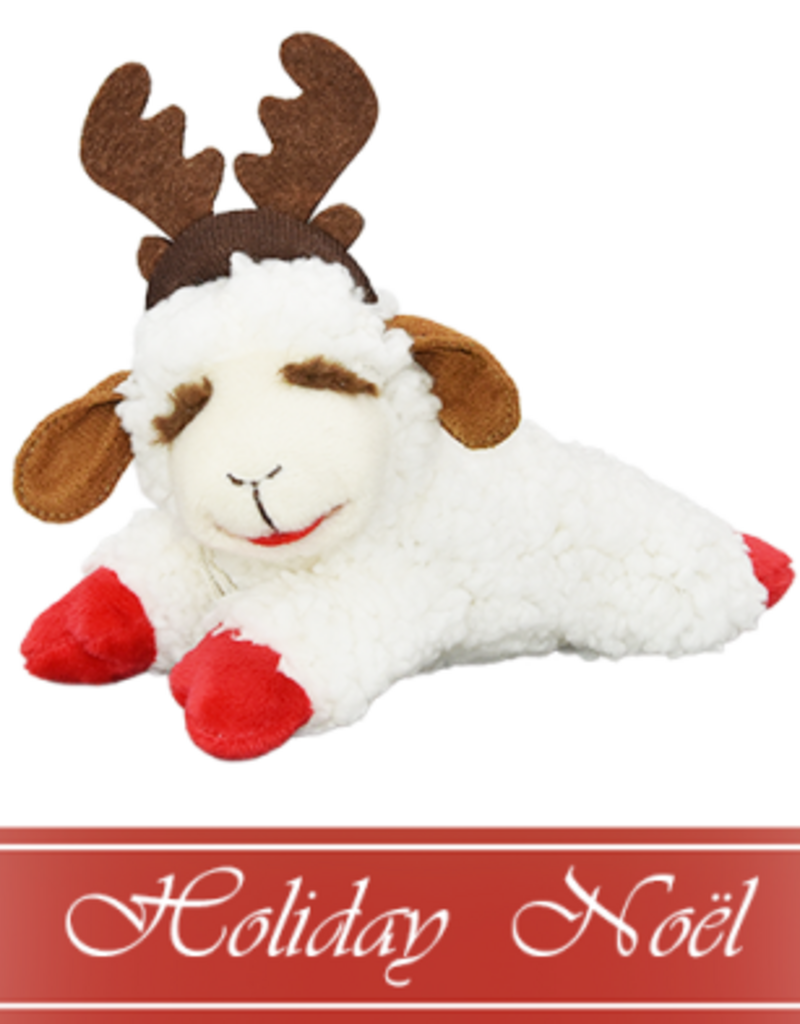 Multipet Holiday Lamb Chop with Antlers Dog Toy 10.5"
