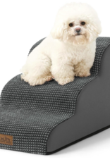 Amazon Cozy Kiss 3 Step Dog Stairs for Small Dogs 15.7x22.4x15.7 inch - Charcoal Grey