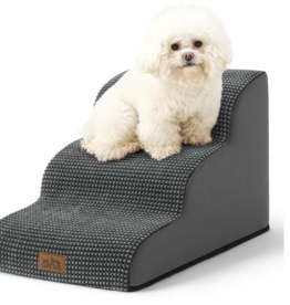Amazon Cozy Kiss 3 Step Dog Stairs for Small Dogs 15.7x22.4x15.7 inch - Charcoal Grey