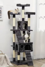 Temu PawHut Multi-Level Cat Tree Condo with Scratching Posts 19.3"L x 19.3"W x 68.1"H - Charcoal Gray