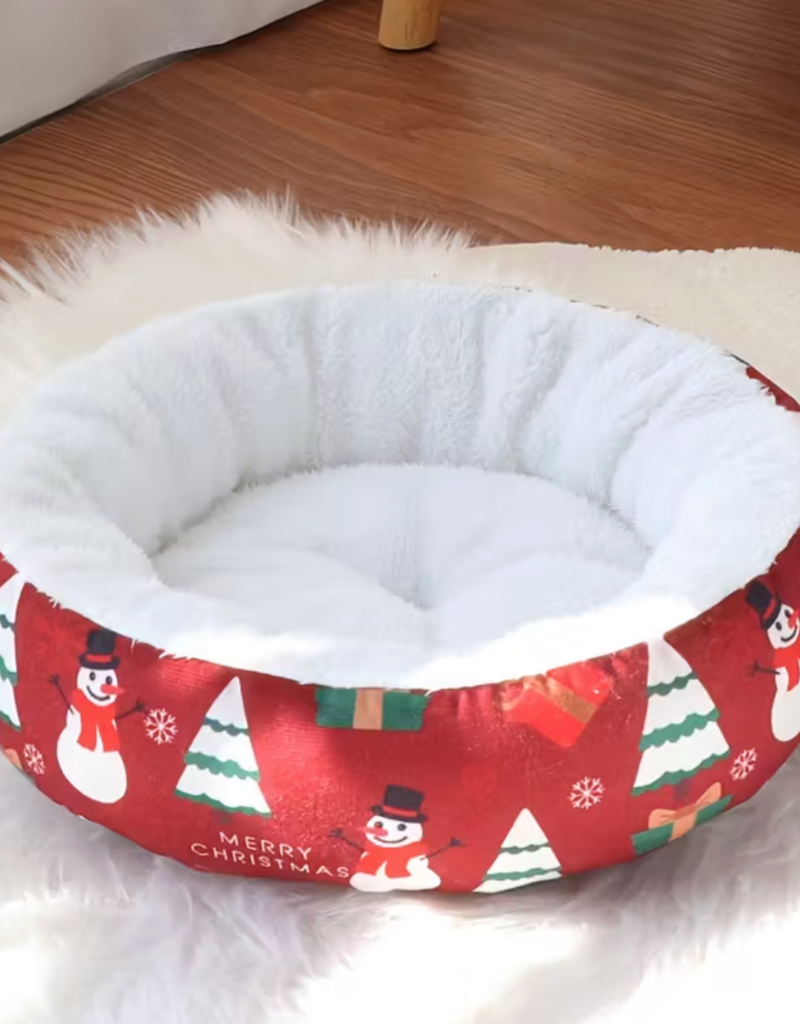Temu Christmas Round Pet Bed - Large 19.7in dia