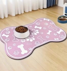 Temu Non-Slip Bone Shaped & Patterned Feeding Mat 11.8x23.6" - Assorted Colours 1pc