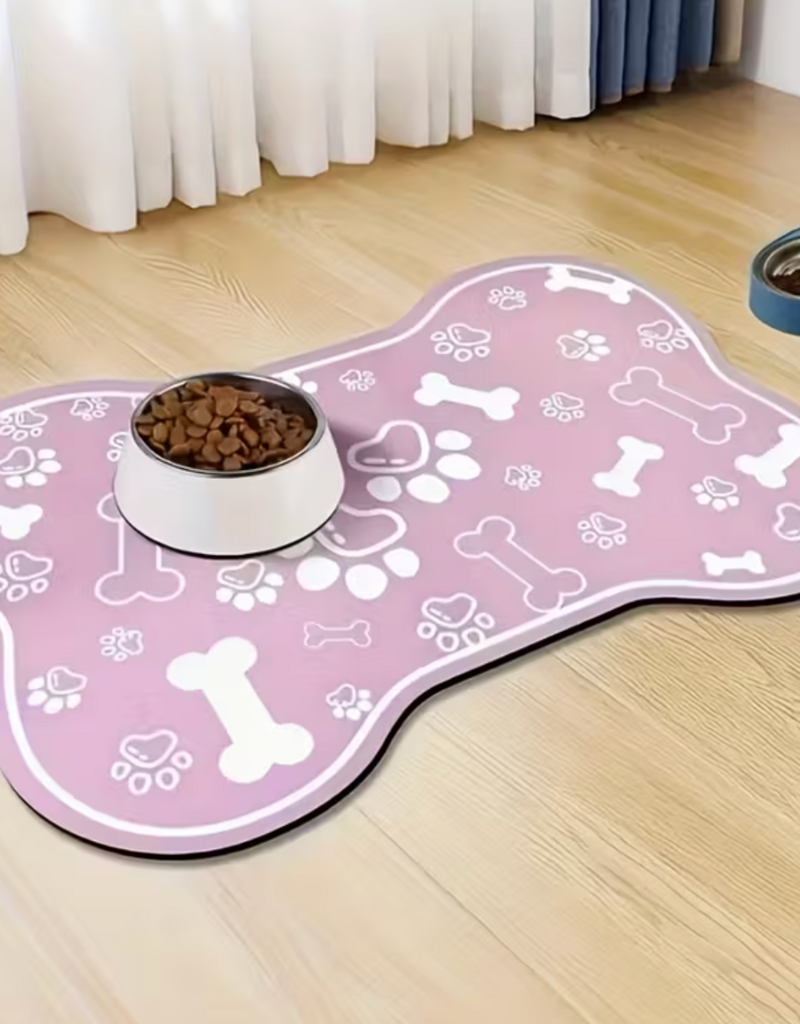 Temu Non-Slip Bone Shaped & Patterned Feeding Mat 11.8x23.6" - Assorted Colours 1pc