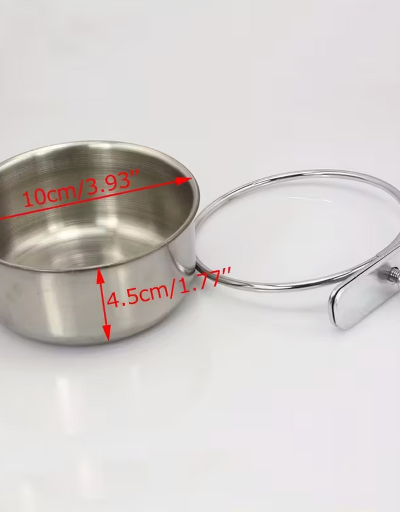 Temu Stainless Steel Bird Bowls with Clip Bracket 1pc.