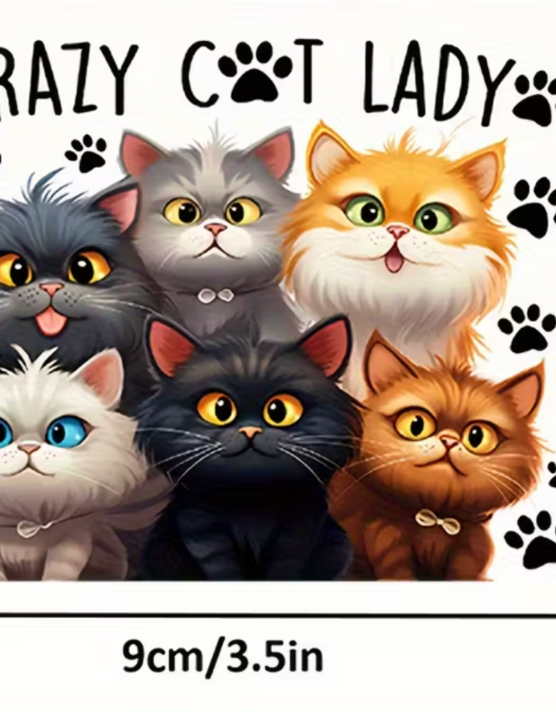 Temu "Crazy Cat Lady" Sticker 3.5" x 2.8" - 1pc.