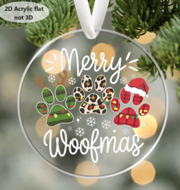 Temu Acrylic 2D Flat Ornament - Merry Woofmas Christmas 1pc