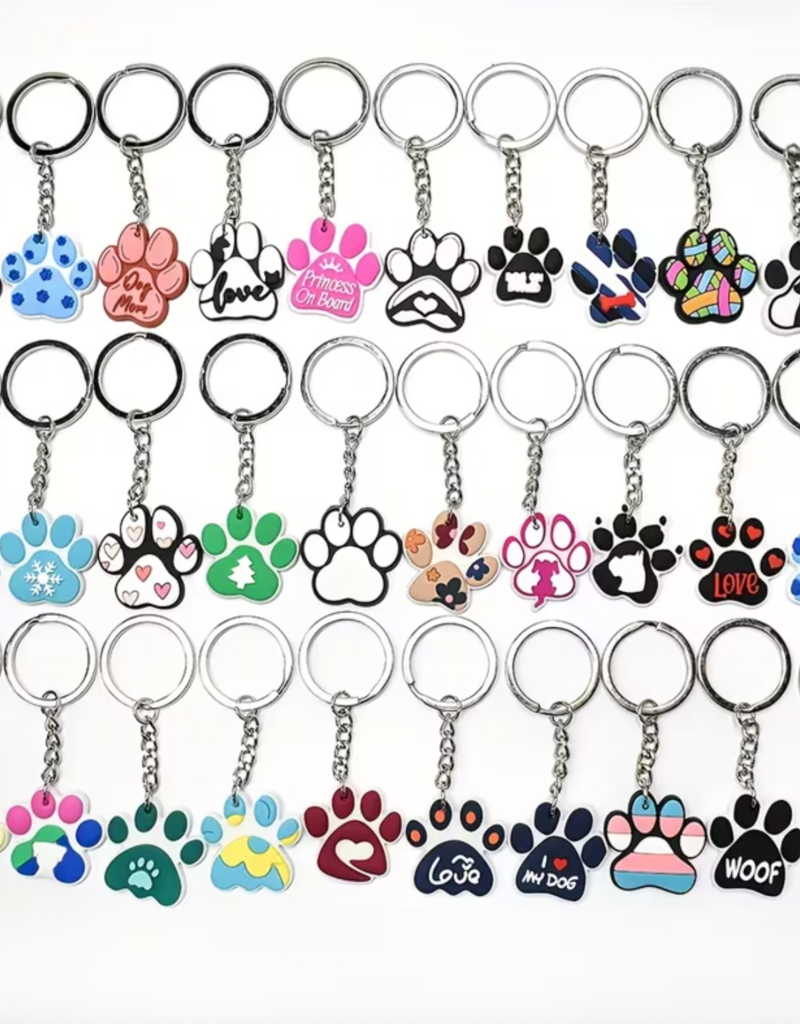 Temu Paw Print Keychains - Assorted Patterns & Colours 1pc.