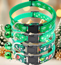 Temu Christmas Cat Collar - Assorted Green Patterns 1pc