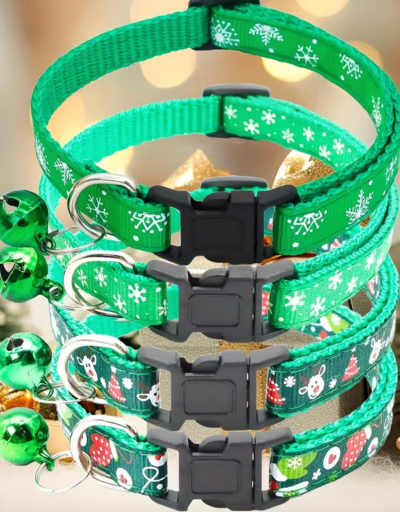 Temu Christmas Cat Collar - Assorted Green Patterns 1pc