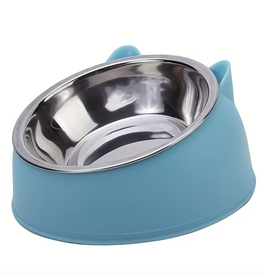 Temu Elevated Stainless Steel Cat Bowl - Blue