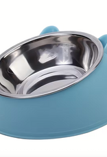 Temu Elevated Stainless Steel Cat Bowl - Blue