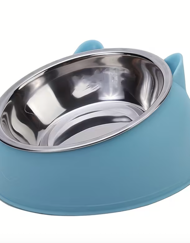 Temu Elevated Stainless Steel Cat Bowl - Blue