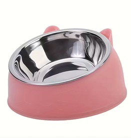 Temu Elevated Stainless Steel Cat Bowl - Pink